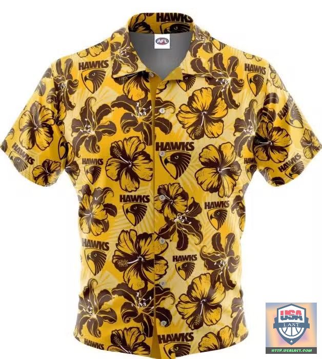 Saleoff Hawthorn Hawks AFL Tropical Hawaiian Shirt