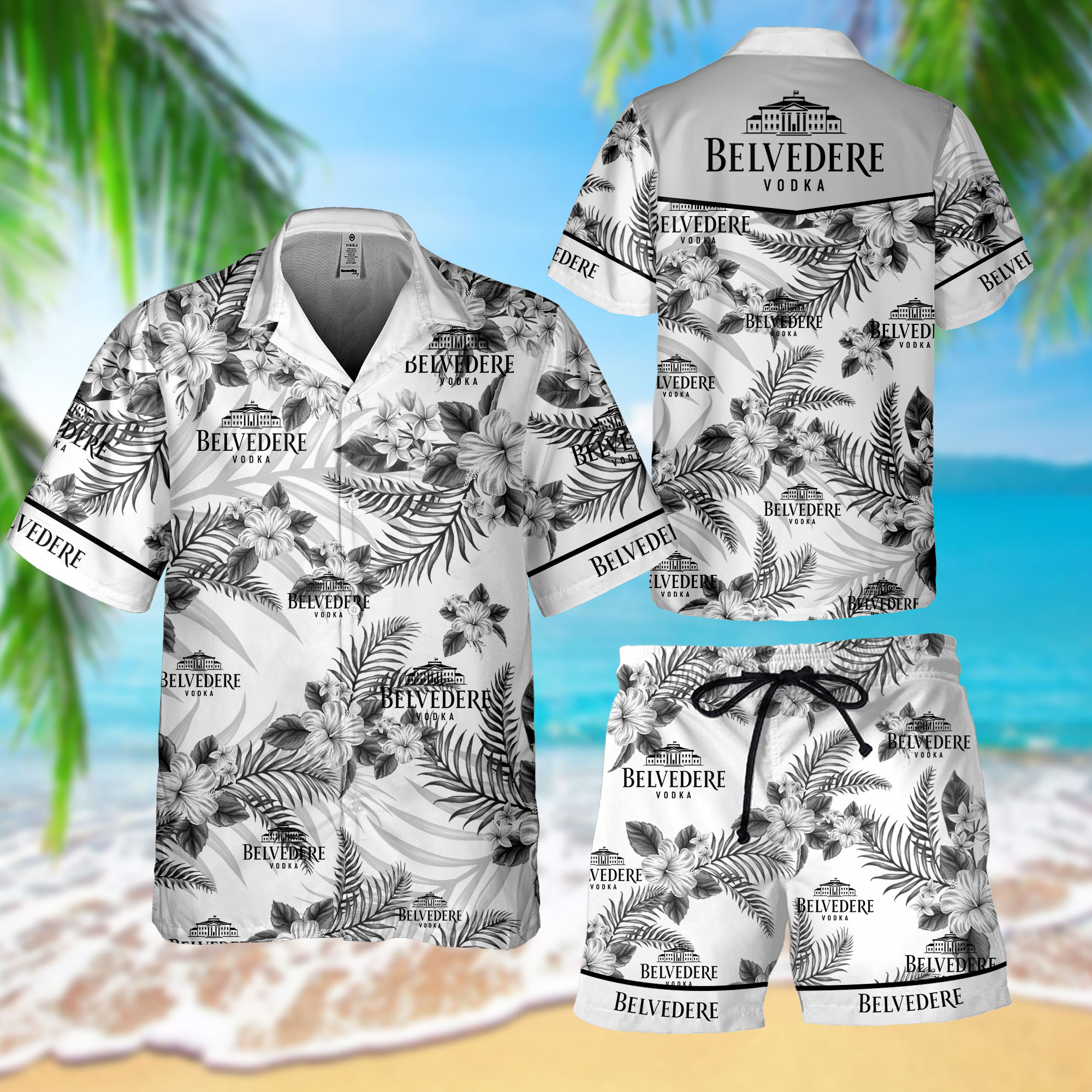 NEW Belvedere Vodka Hawaii Shirt, Shorts