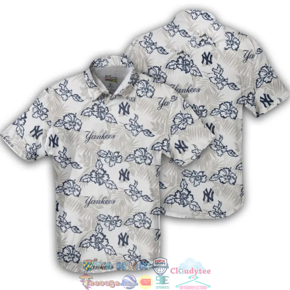 New York Yankees MLB Hibiscus Tropical Leaves Hawaiian Shirt