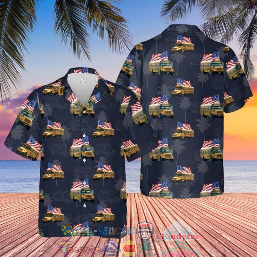 School Bus Independence Day Hawaiian Shirt And Shorts