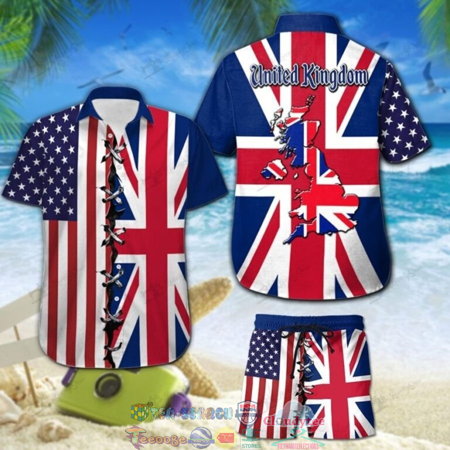United Kingdom American Flag Hawaiian Shirt And Shorts