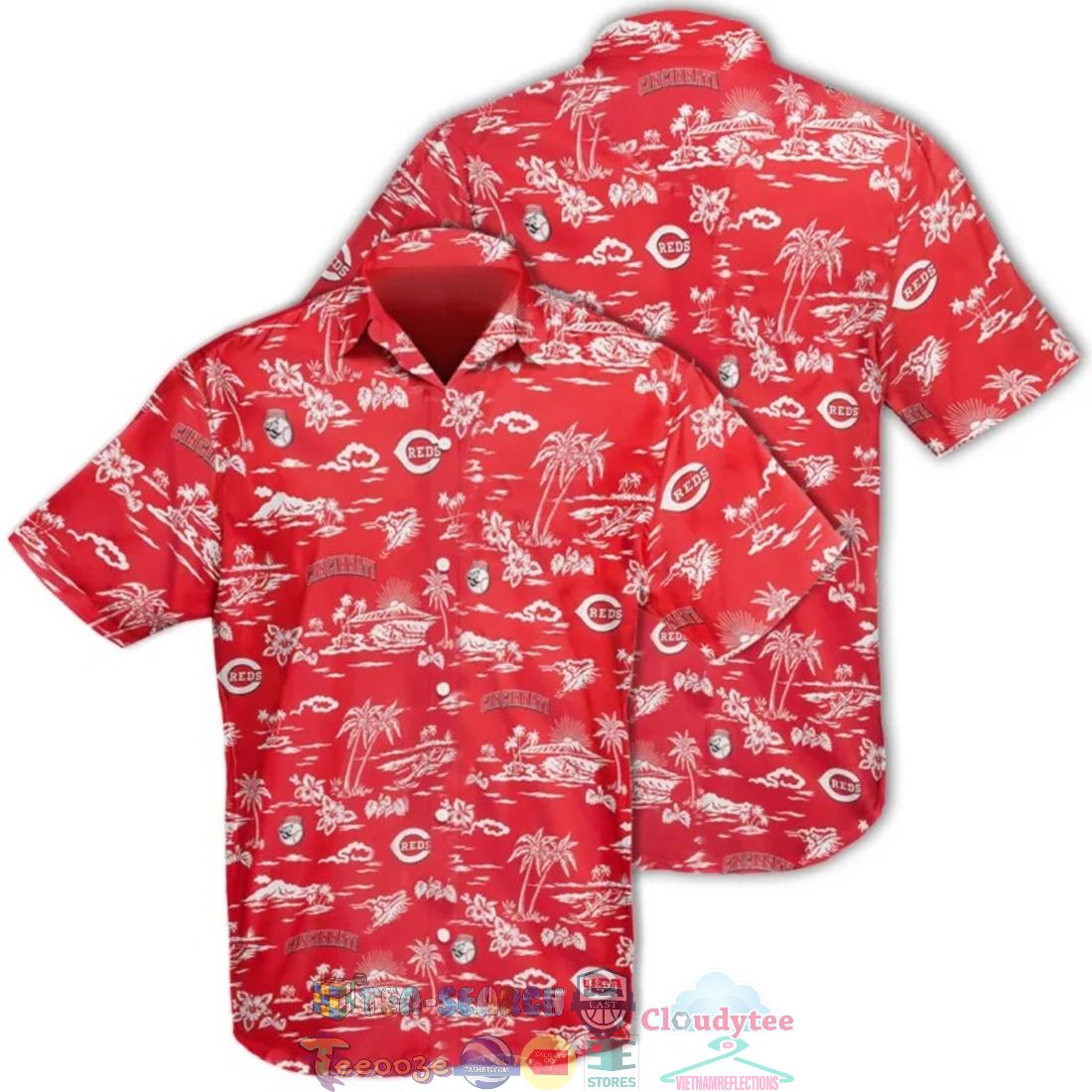 Cincinnati Reds MLB Hibiscus Palm Tree Hawaiian Shirt