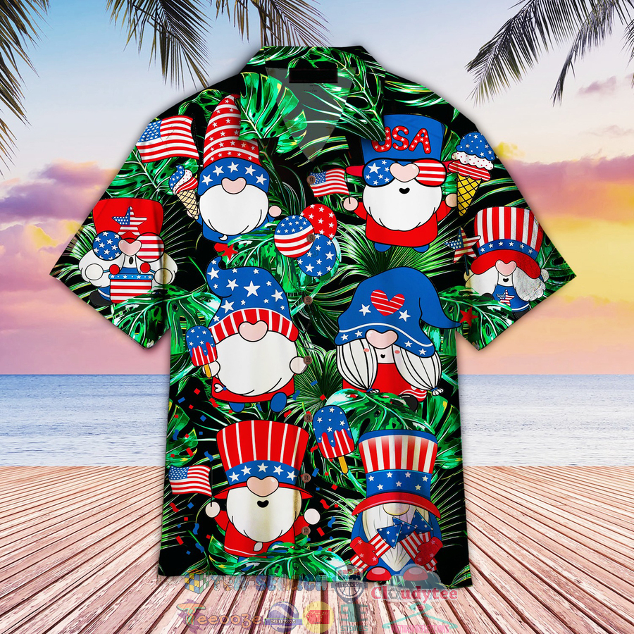 4th Of July Happy Independence Day Gnomes Dancing Tropical Hawaiian Shirt