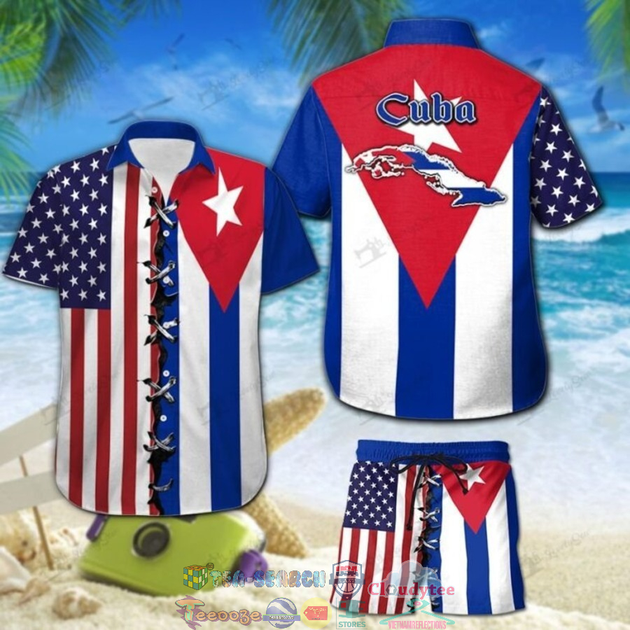 Cuba American Flag Hawaiian Shirt And Shorts