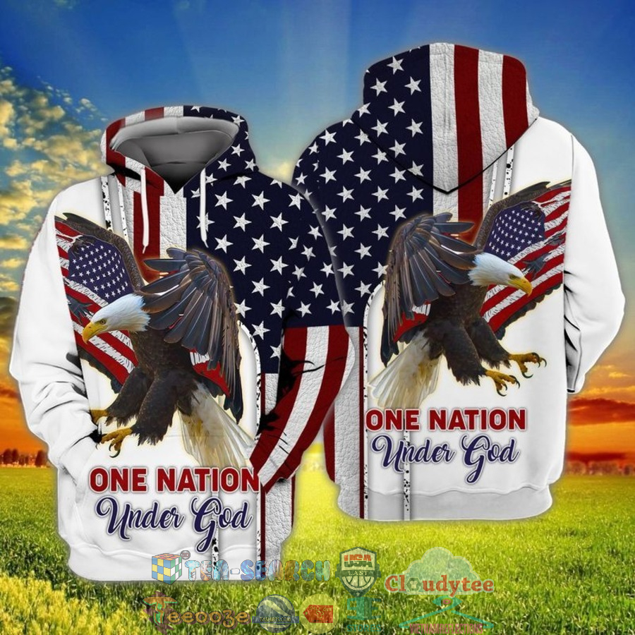 4th Of July Independence Day Eagle American Flag One Nation Under God 3D Hoodie