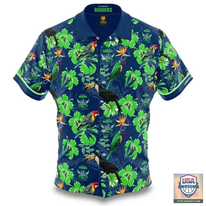 Rare Canberra Raiders Hibiscus Hawaiian Shirt