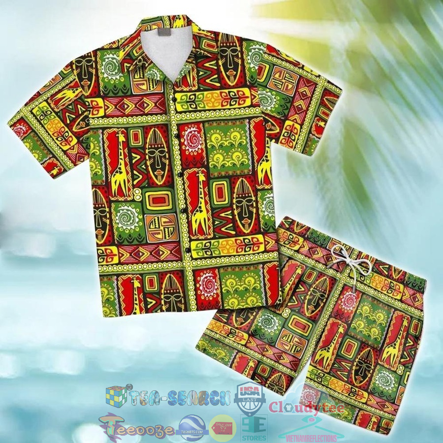 African Tribal Hawaiian Shirt And Shorts