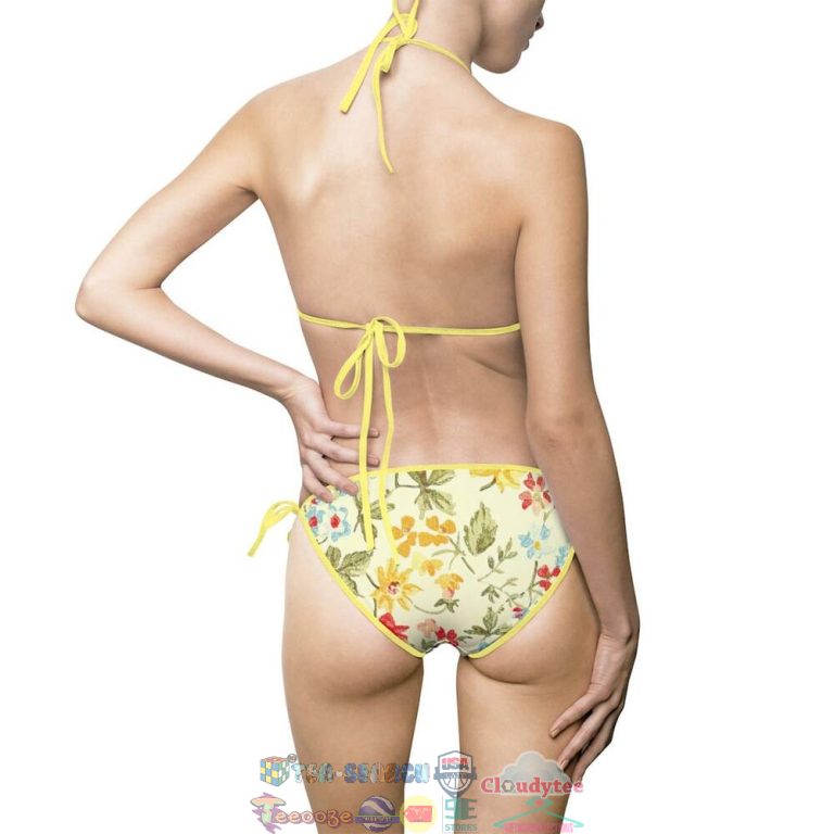 Floral Yellow Two Piece Bikini Set Swimsuit Beach