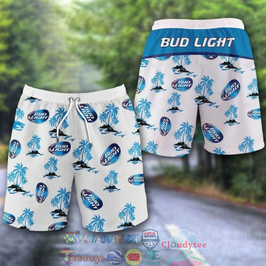 Bud Light Beer Palm Tree Hawaiian Shorts