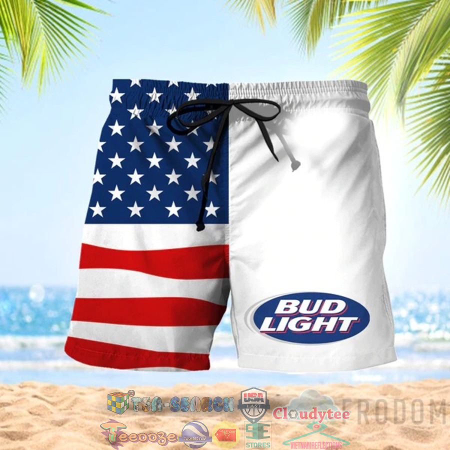 4th Of July Independence Day American Flag Bud Light Beer Hawaiian Shorts