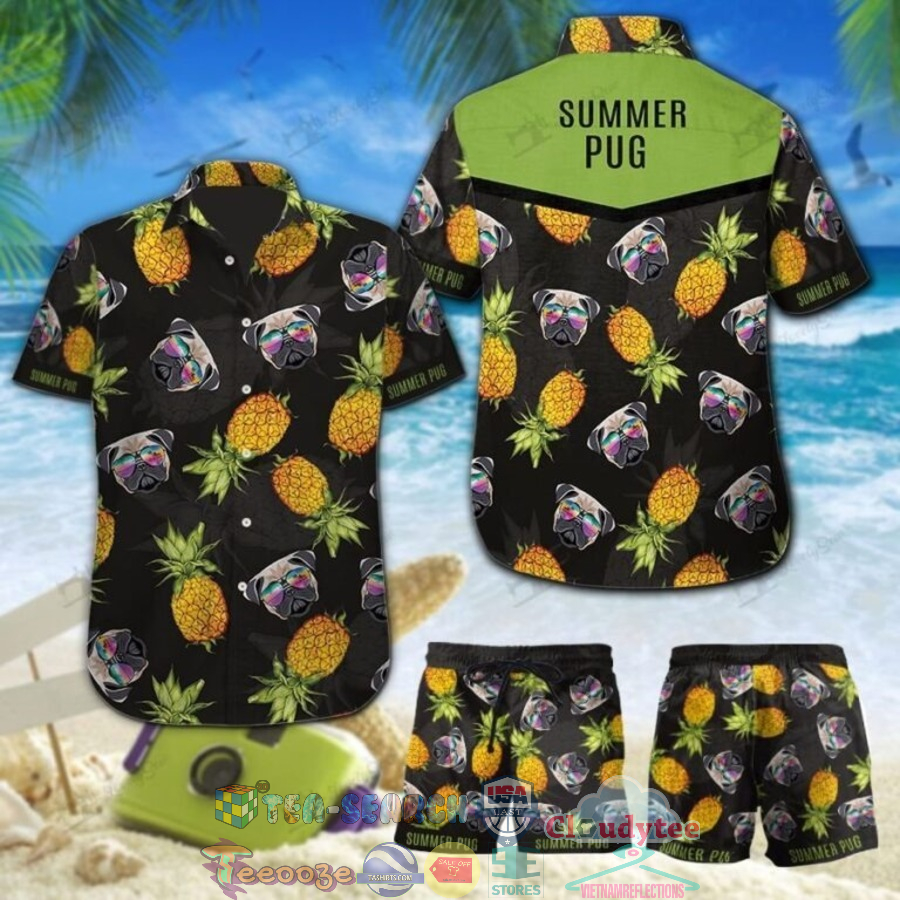Summer Pug Pineapple Hawaiian Shirt And Shorts