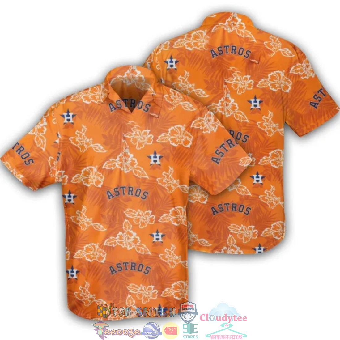 Houston Astros MLB Hibiscus Tropical Leaves Hawaiian Shirt