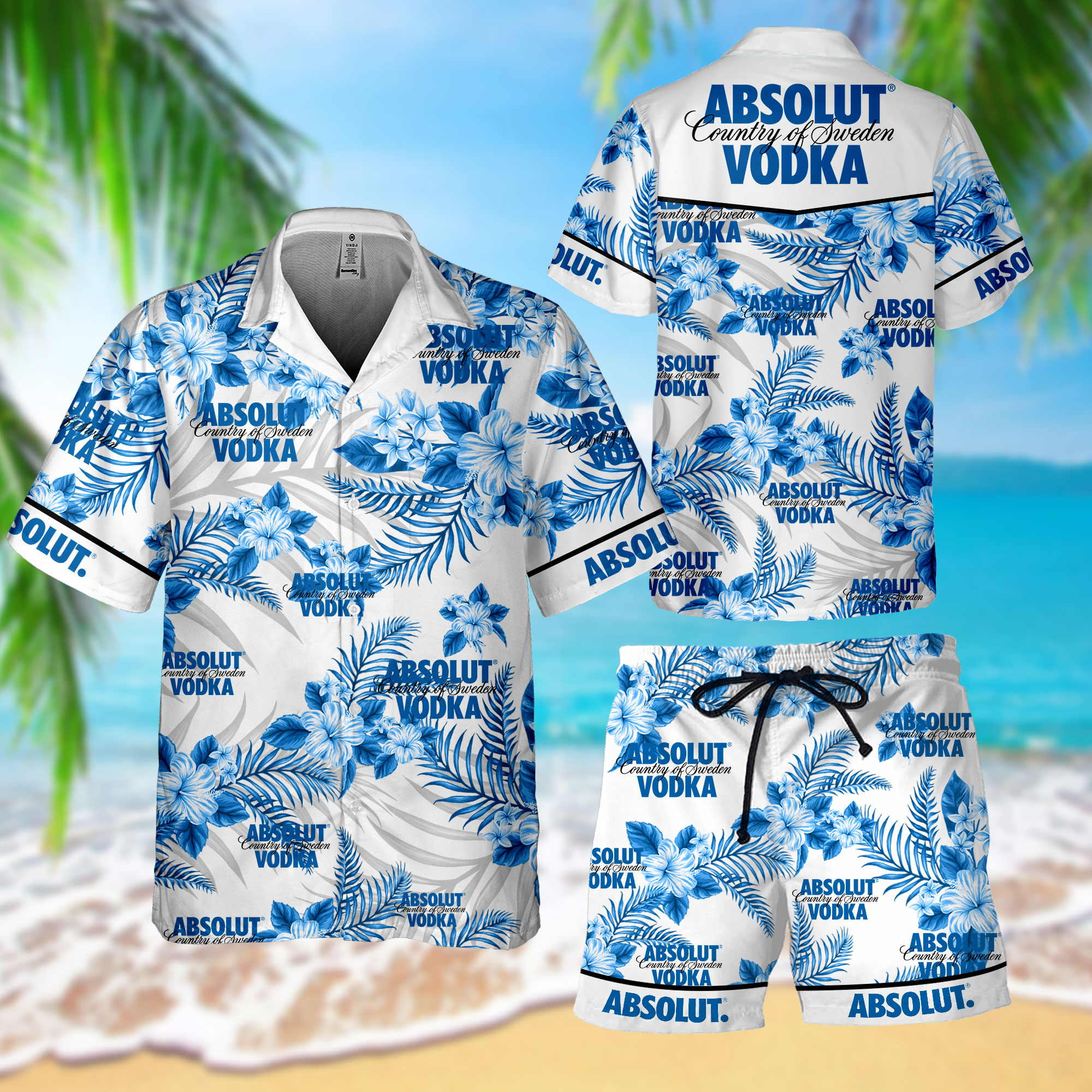 NEW Absolut Vodlka Country Of Sweden Hawaii Shirt, Shorts