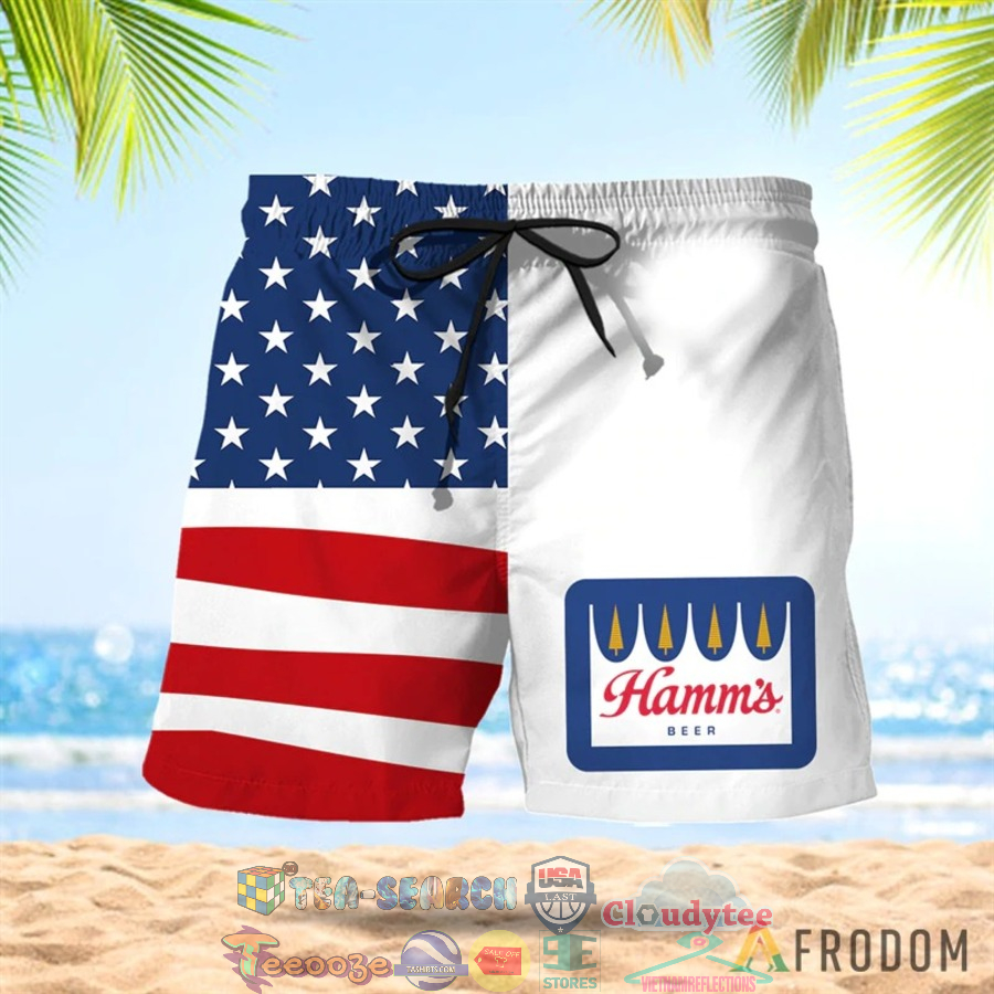 4th Of July Independence Day American Flag Hamm’s Beer Hawaiian Shorts