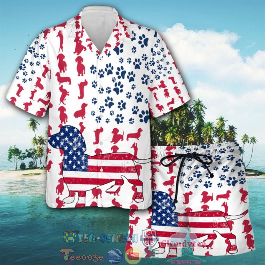 Dachshund American Flag Independence Day Hawaiian Shirt And Shorts