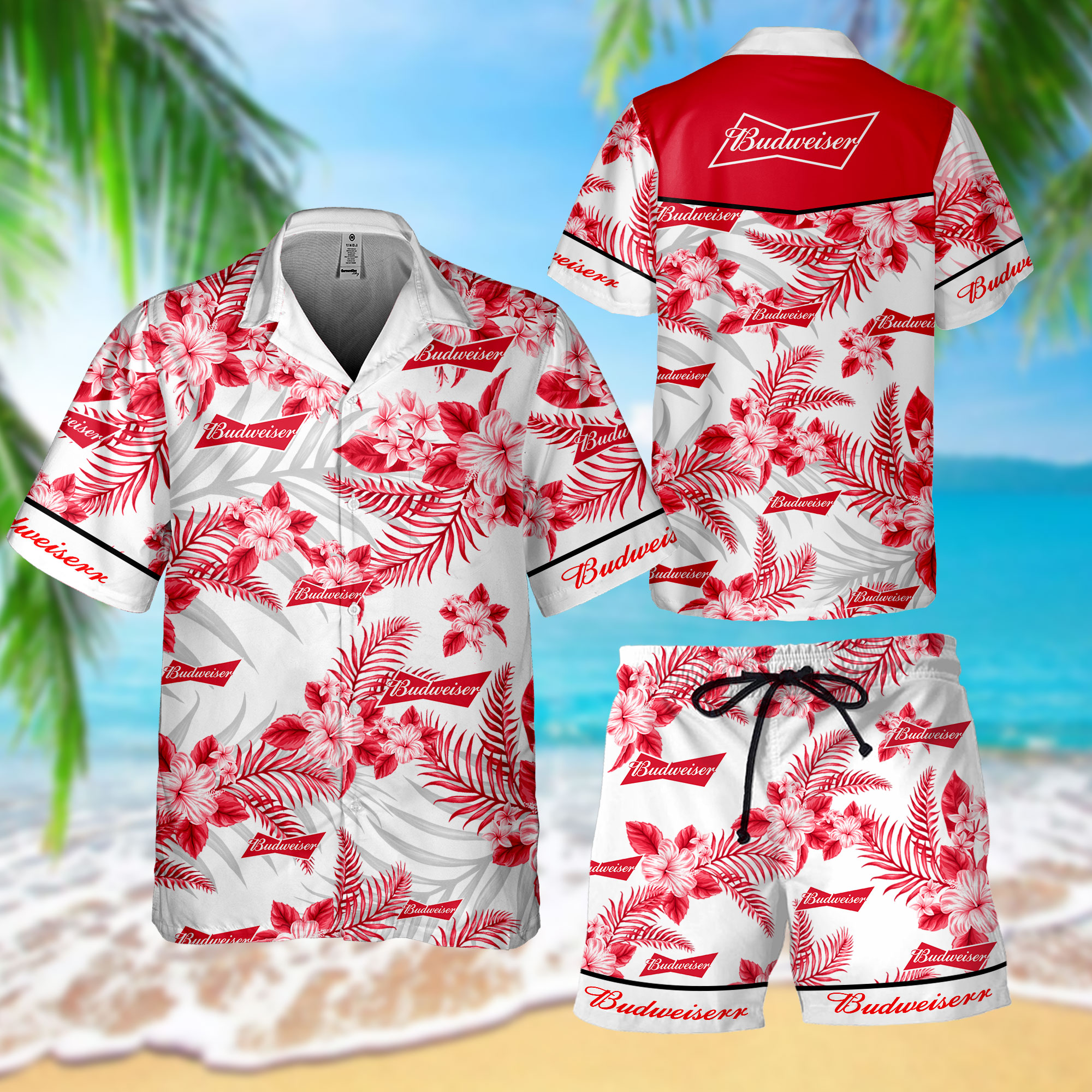 NEW Budweiser Hawaii Shirt, Shorts