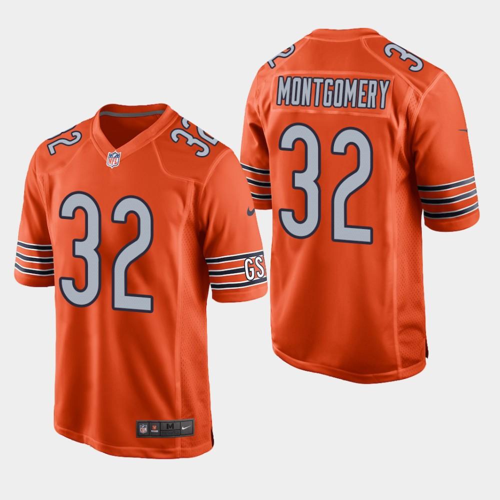 NEW Chicago Bears 32 David Montgomery 2019 Draft Orange Football Jersey