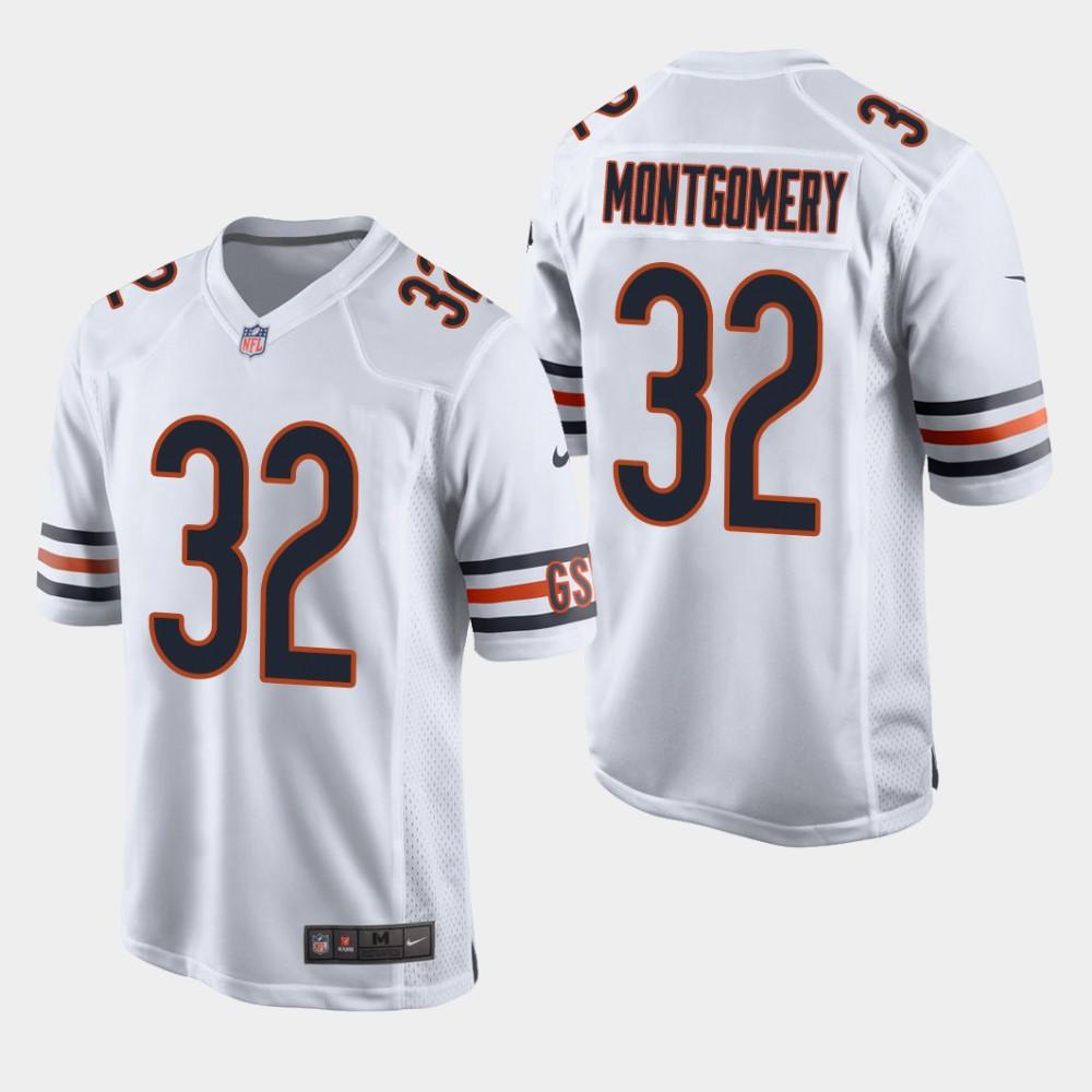 NEW Chicago Bears 32 David Montgomery 2019 Draft White Football Jersey