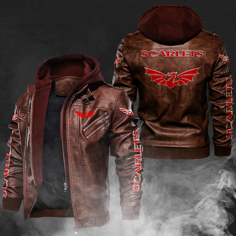 Scarlets Rugby Leather Jacket
