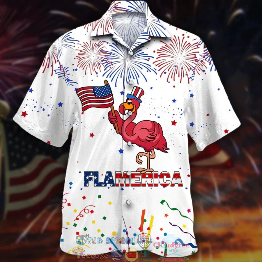 4th Of July Independence Day Flamerica Hawaiian Shirt