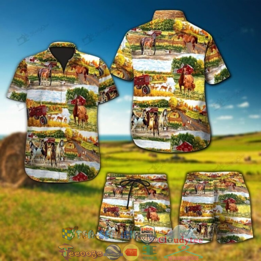 Horse Farm Hawaiian Shirt And Shorts