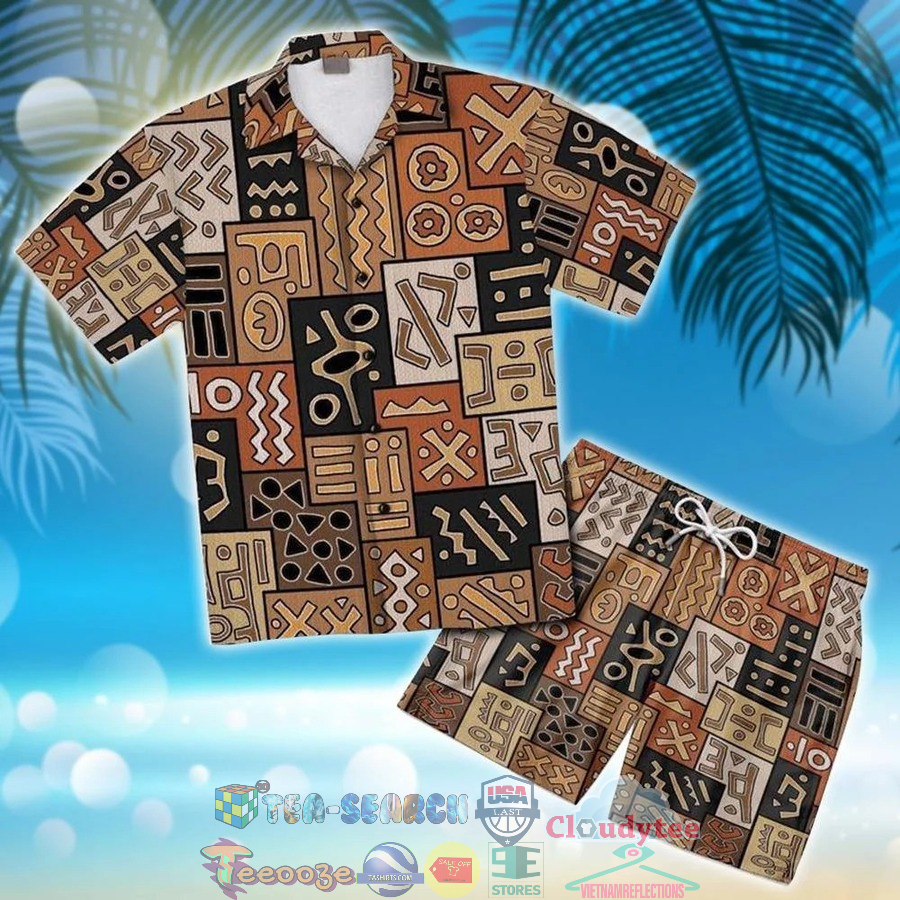 African Pattern Hawaiian Shirt And Shorts