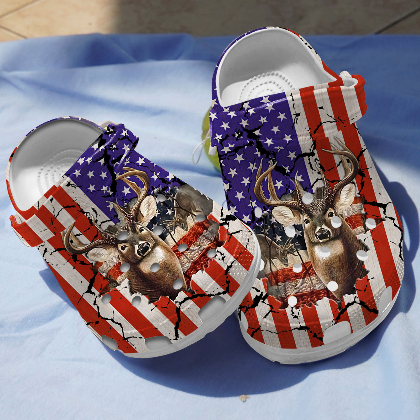 NEW American flag Deer Hunting Crocs Crocband Clog