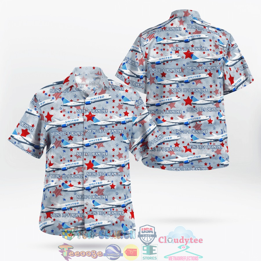 4th Of July United Airlines Boeing Dreamliner Independence Day Hawaiian Shirt