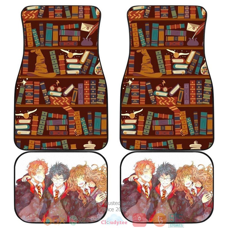 NEW Harry Potter Harry Ron Hermione Library Anime Car Floor Mats