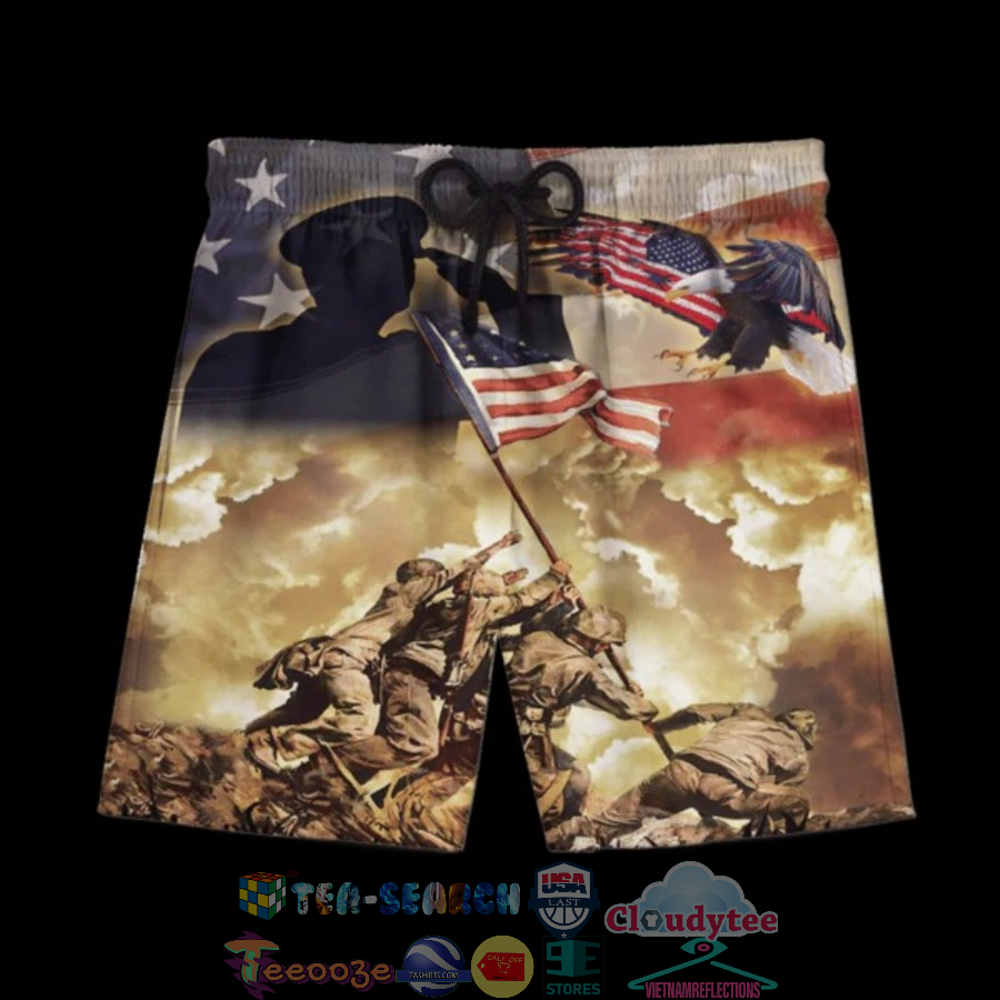 4th Of July Independence Day American Flag Eagle Veteran Hawaiian Shorts