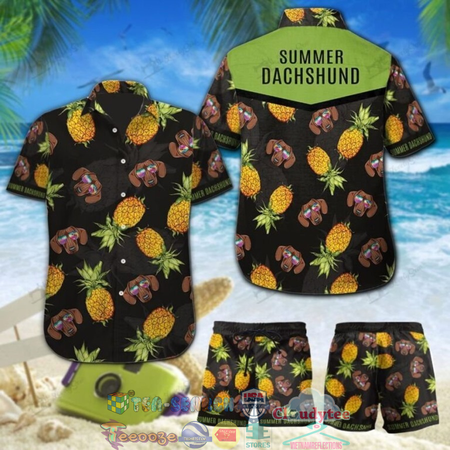 Summer Dachshund Pineapple Hawaiian Shirt And Shorts