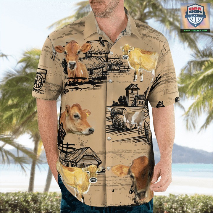 Big Sale Jersey Cattle Loves Hawaiian Shirts Summer Short