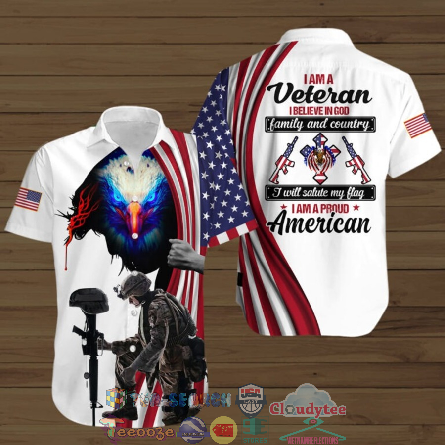I Am A Veteran Believe In God Family Country Independence Day Hawaiian Shirt And Shorts