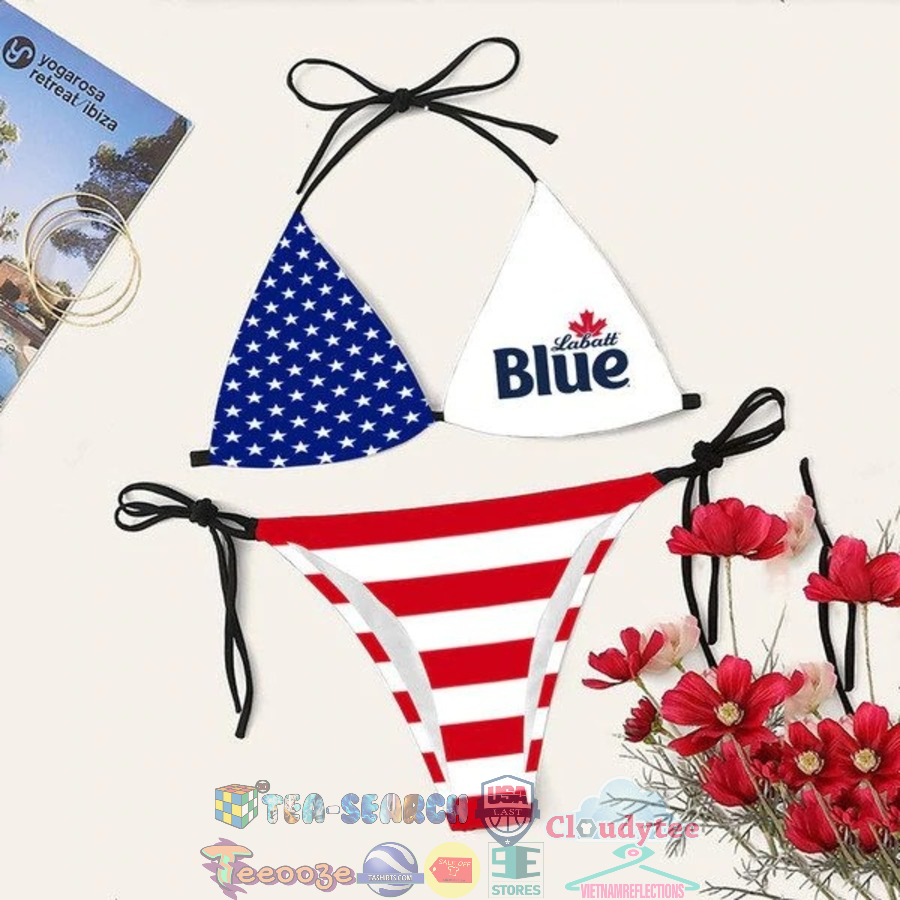 Labatt Blue Beer American Flag Bikini Set Swimsuit Jumpsuit Beach
