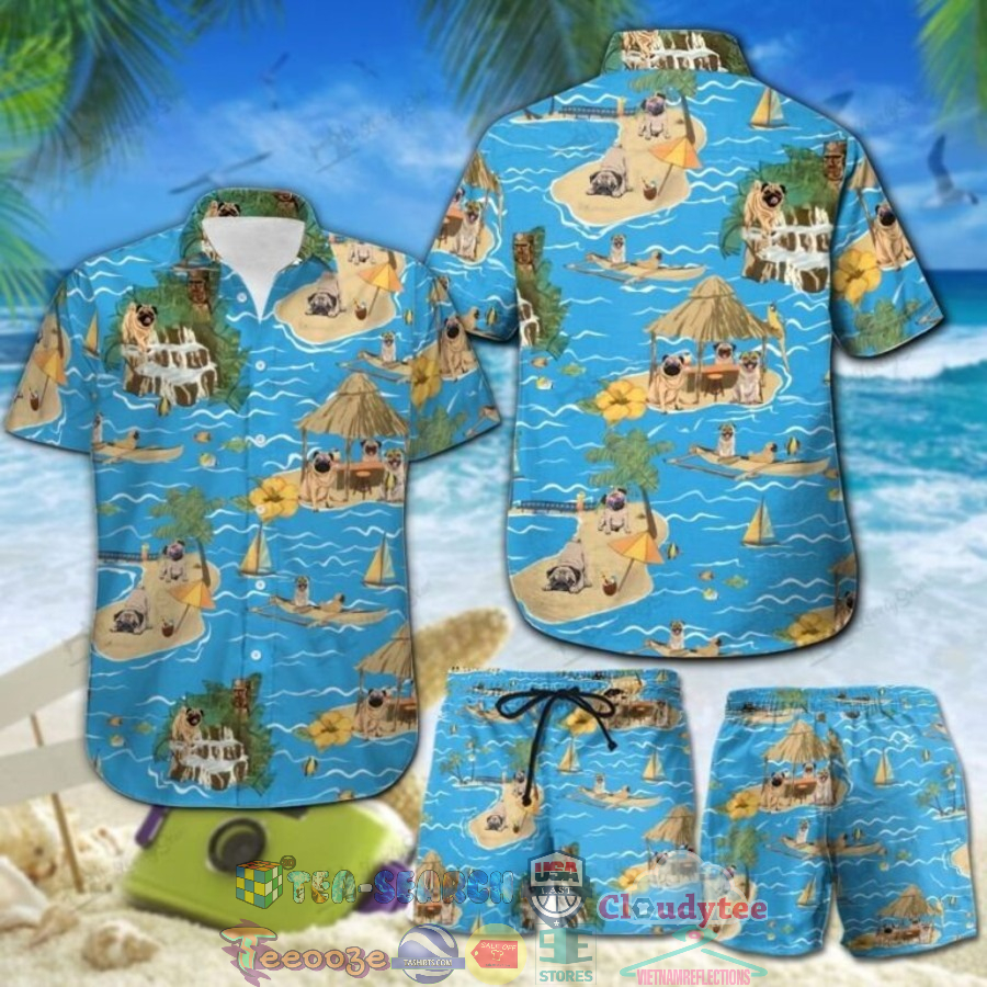 Beach Island Pug Hawaiian Shirt And Shorts