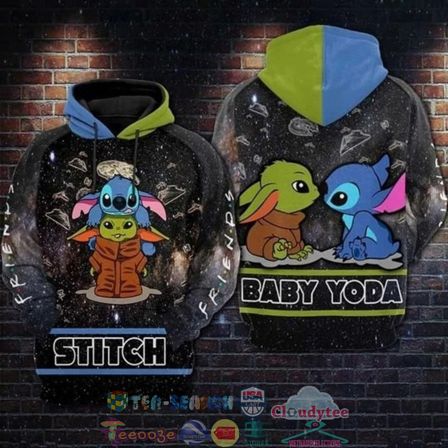 Stitch And Baby Yoda Star Wars 3D Hoodie