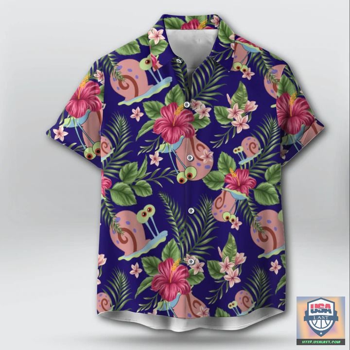 Luxury Spongebob Gary Hibiscus Flowers Hawaiian Shirt