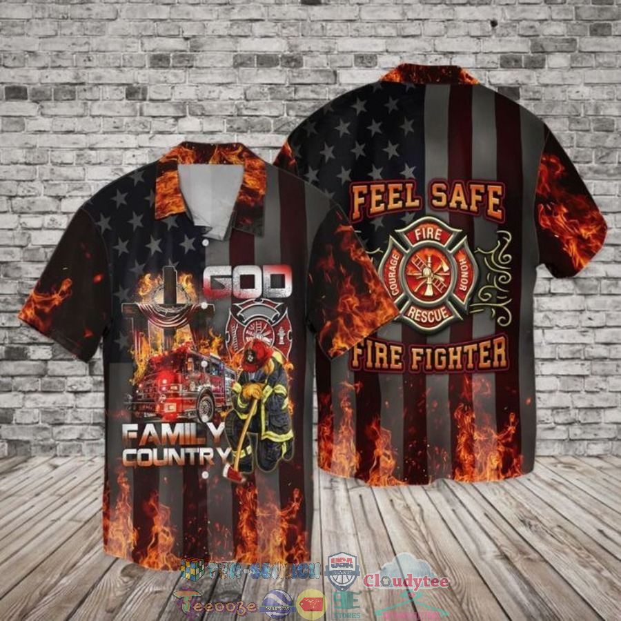 4th Of July Independence Day Firefighter Family Country Feel Safe Hawaiian Shirt