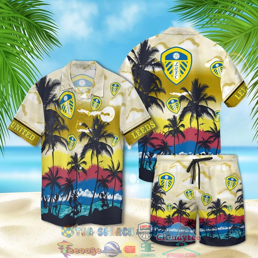 Leeds United Palm Tree Hawaiian Shirt Beach Shorts