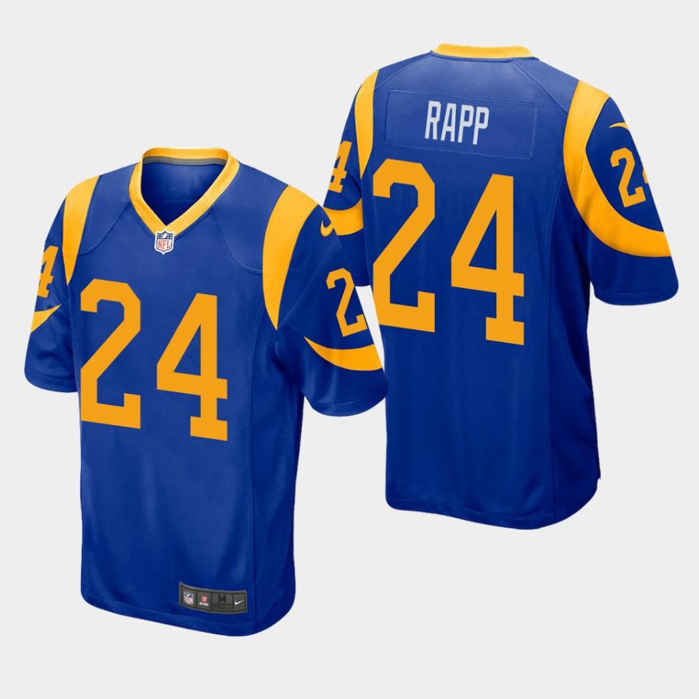 NEW Los Angeles Rams 24 Taylor Rapp 2019 Draft Royal Football Jersey