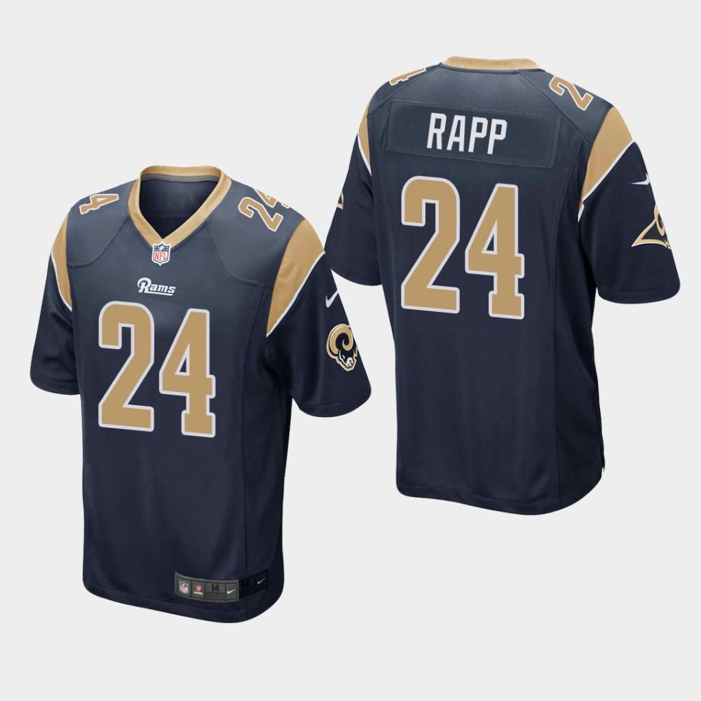 NEW Los Angeles Rams 24 Taylor Rapp 2019 Draft Navy Football Jersey