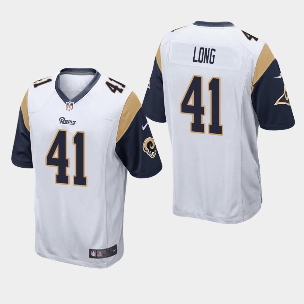 NEW Los Angeles Rams 41 David Long 2019 Draft White Football Jersey