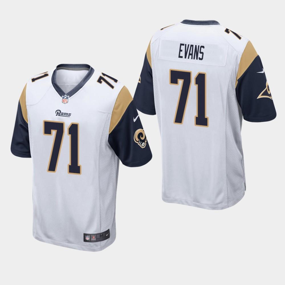 NEW Los Angeles Rams 71 Bobby Evans 2019 Draft White Football Jersey