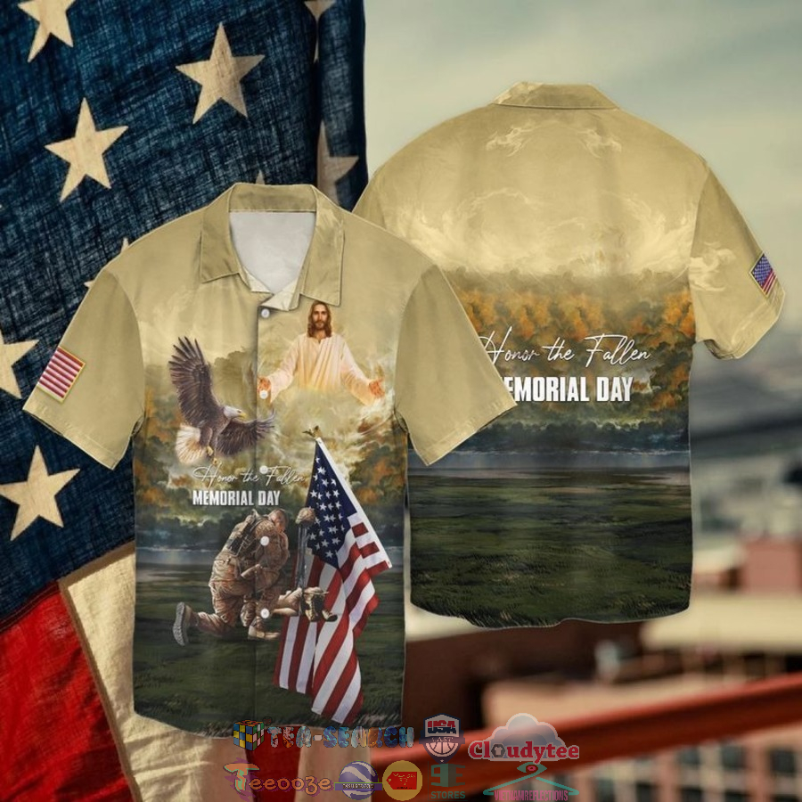 4th Of July Independence Day Eagle Jesus Honor The Fallen Memorial Day Hawaiian Shirt