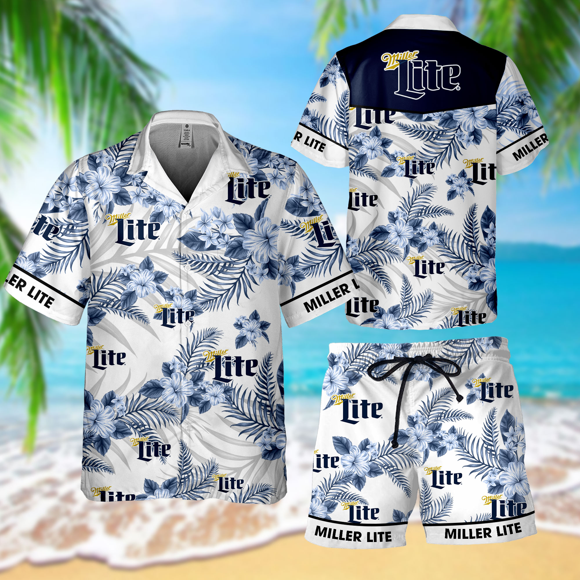 NEW Miller Lite Hawaii Shirt, Shorts