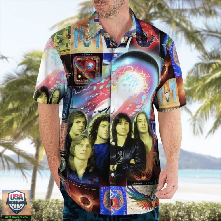 Here's Journey Band Hawaiian Shirts Summer Short