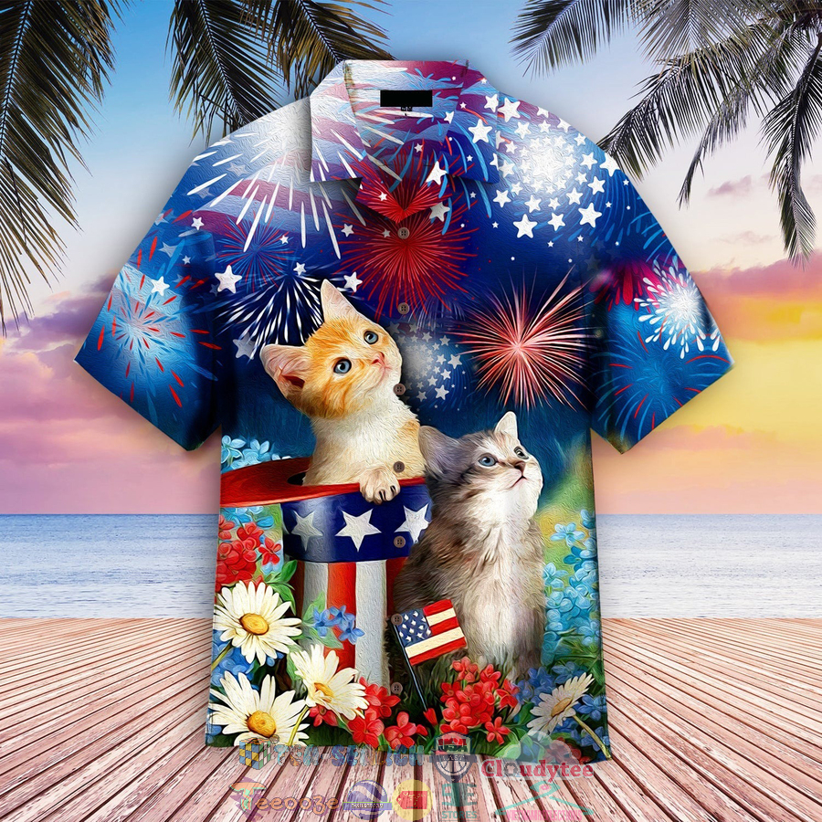 4th Of July Independence Day Cat Hawaiian Shirt