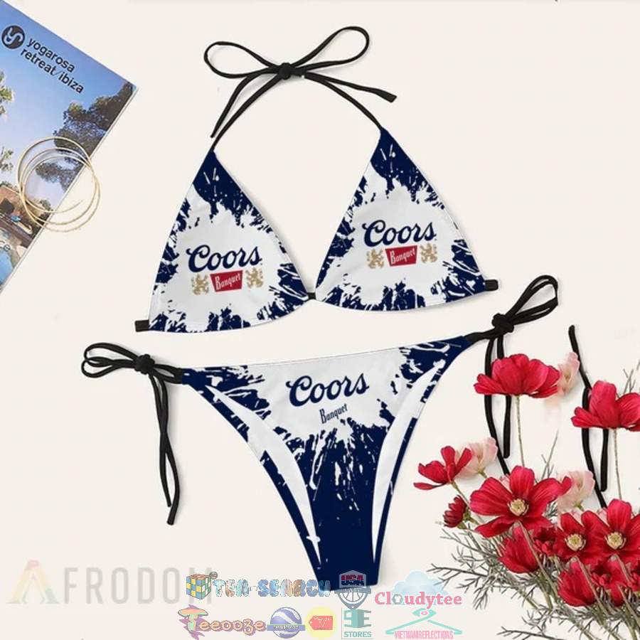 Coors Banquet Beer Tie Dye Bikini Set Swimsuit Jumpsuit Beach