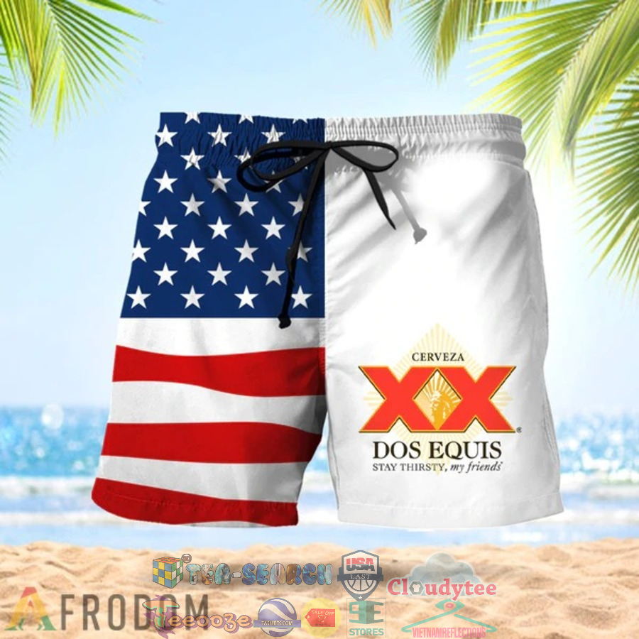 4th Of July Independence Day American Flag Dos Equis Beer Hawaiian Shorts