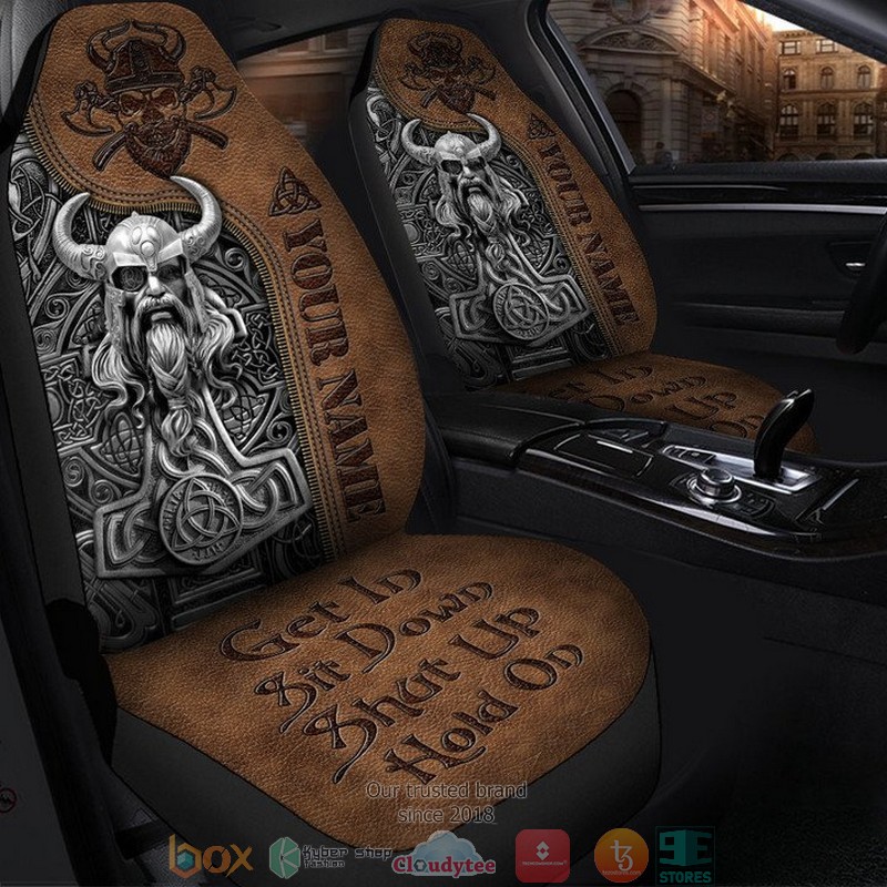 NEW Personalized Viking Odin Mjolnir Get in Shit down Shut Up Hold On car seat covers